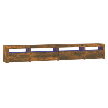 Meuble TV vidaXL avec lumières LED chêne fumé 270x35x40 cm