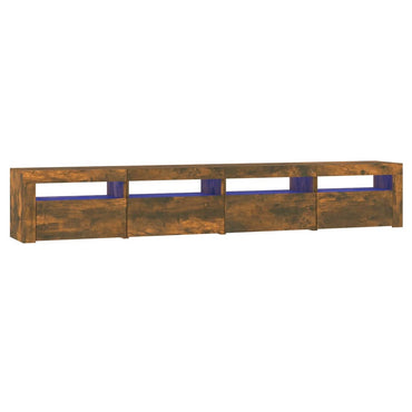 vidaXL Meuble TV avec lumières LED chêne fumé 240x35x40 cm
