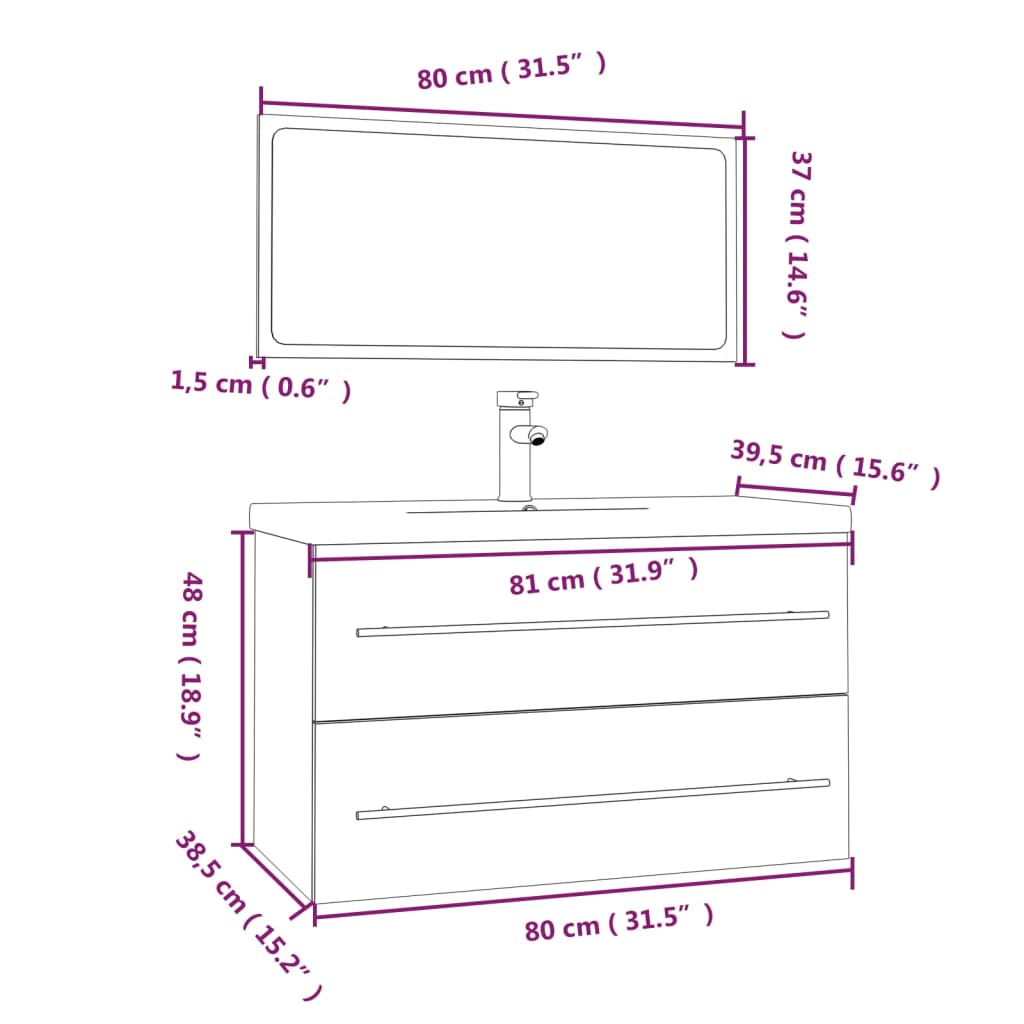 vidaXL Ensemble de meubles de salle de bain 3 pcs Gris béton