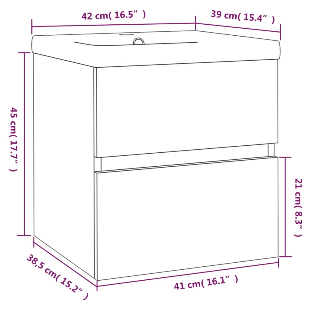 vidaXL Meuble de salle de bain avec lavabo intégré Gris Sonoma Aggloméré