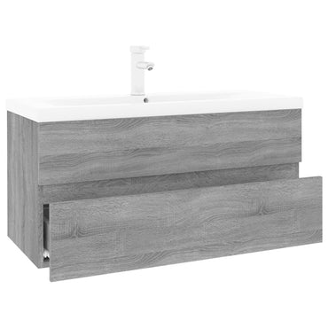 vidaXL Meuble de salle de bain avec lavabo intégré Gris Sonoma Aggloméré