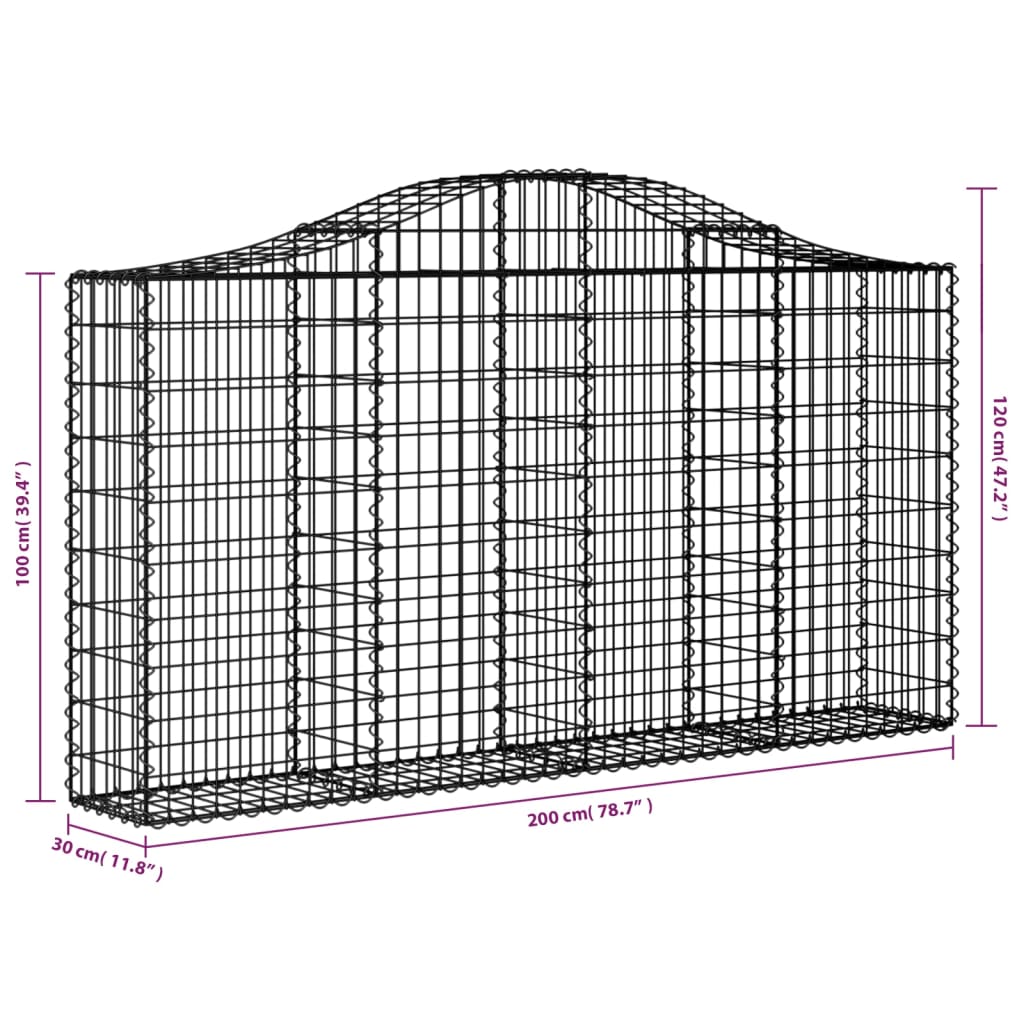 vidaXL Gabionen-Hochbeet 200x30x100/120 cm Fer galvanisé