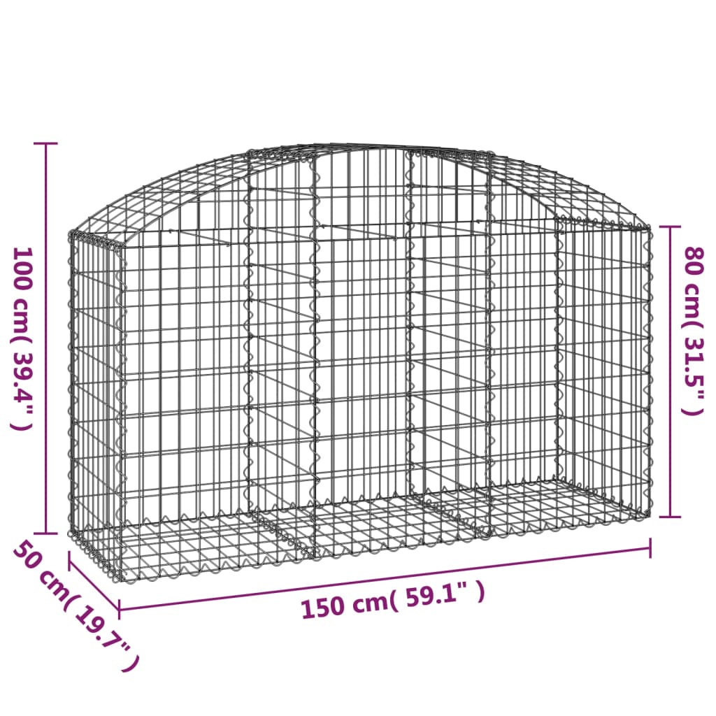 vidaXL Gabionen-Hochbeet 150x50x80/100 cm en fer galvanisé