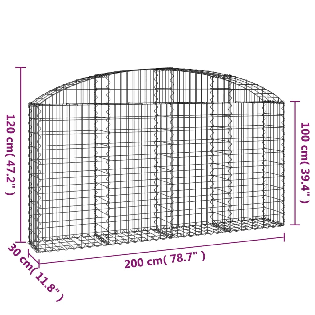 vidaXL Gabionen-Hochbeet 200x30x100/120 cm Fer galvanisé