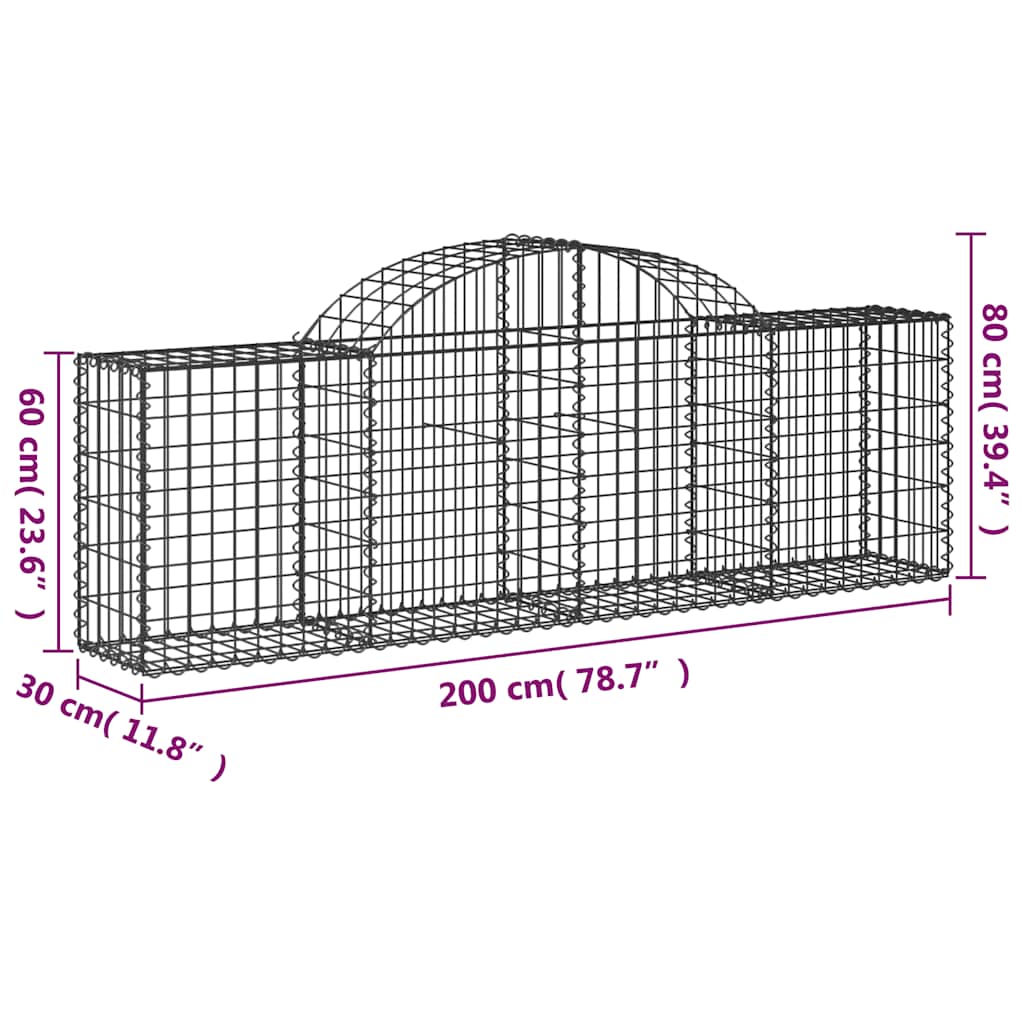 vidaXL Gabionen-Hochbeet 200x30x60/80 cm Acier galvanisé