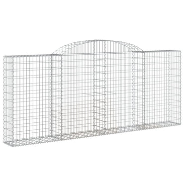 vidaXL Gabione mit Hochbogen 300x30x120/140 cm Verzinktes Eisen