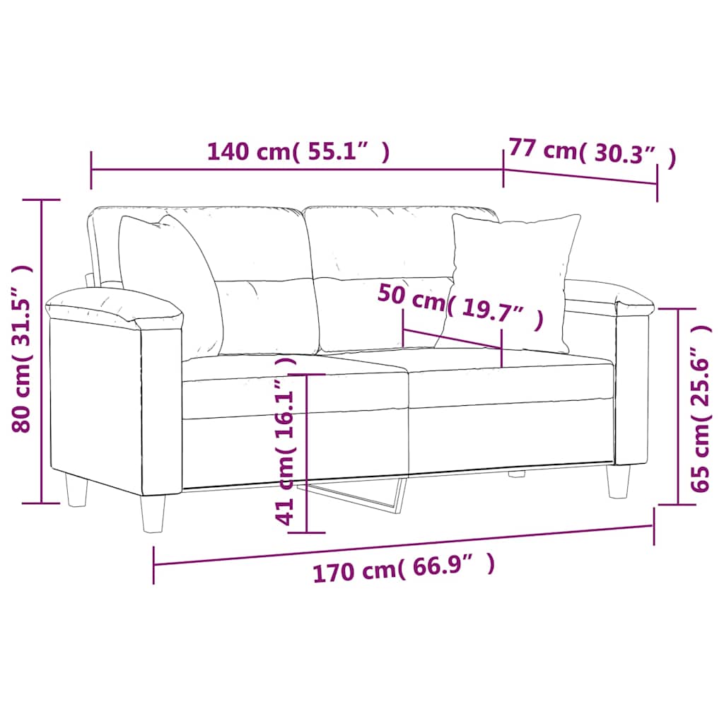 vidaXL 2-Sitzer-Sofa mit Kissen Dunkelgrau 140 cm Mikrofasergewebe