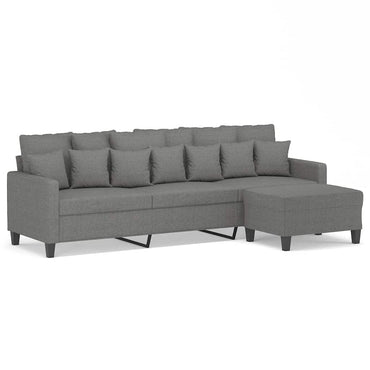 vidaXL 3-Sitzer-Sofa mit Hocker Dunkelgrau 210 cm Stoff