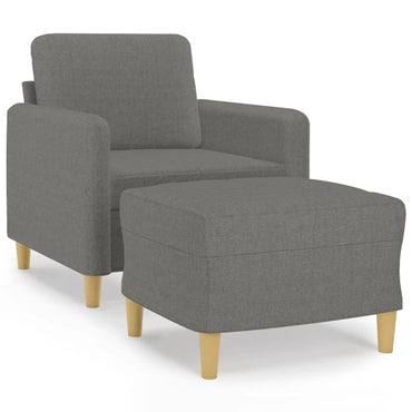 vidaXL Sessel mit Hocker Dunkelgrau 60 cm Stoff