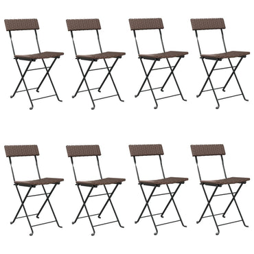 vidaXL Bistrostühle 8 Stk. Klappbar Braun Poly Rattan und Stahl