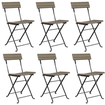 vidaXL Bistrostühle 6 Stk. Klappbar Grau Poly Rattan und Stahl