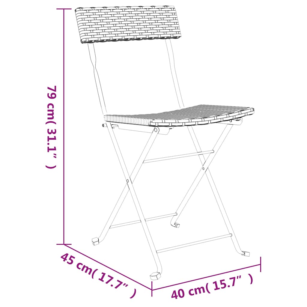 vidaXL Bistrostühle 6 Stk. Klappbar Grau Poly Rattan und Stahl