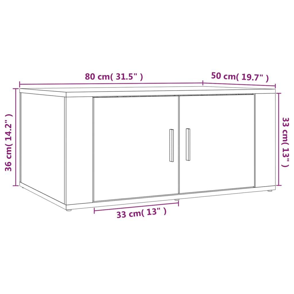 vidaXL Table basse blanche 80x50x36 cm en bois d'ingénierie