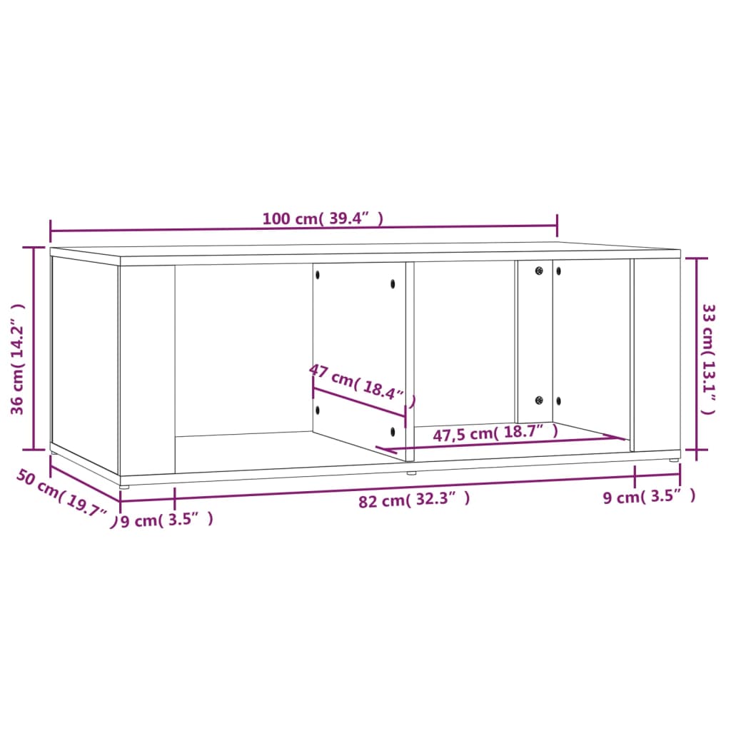 vidaXL Couchtisch Grau Sonoma 100x50x36 cm Holzwerkstoff