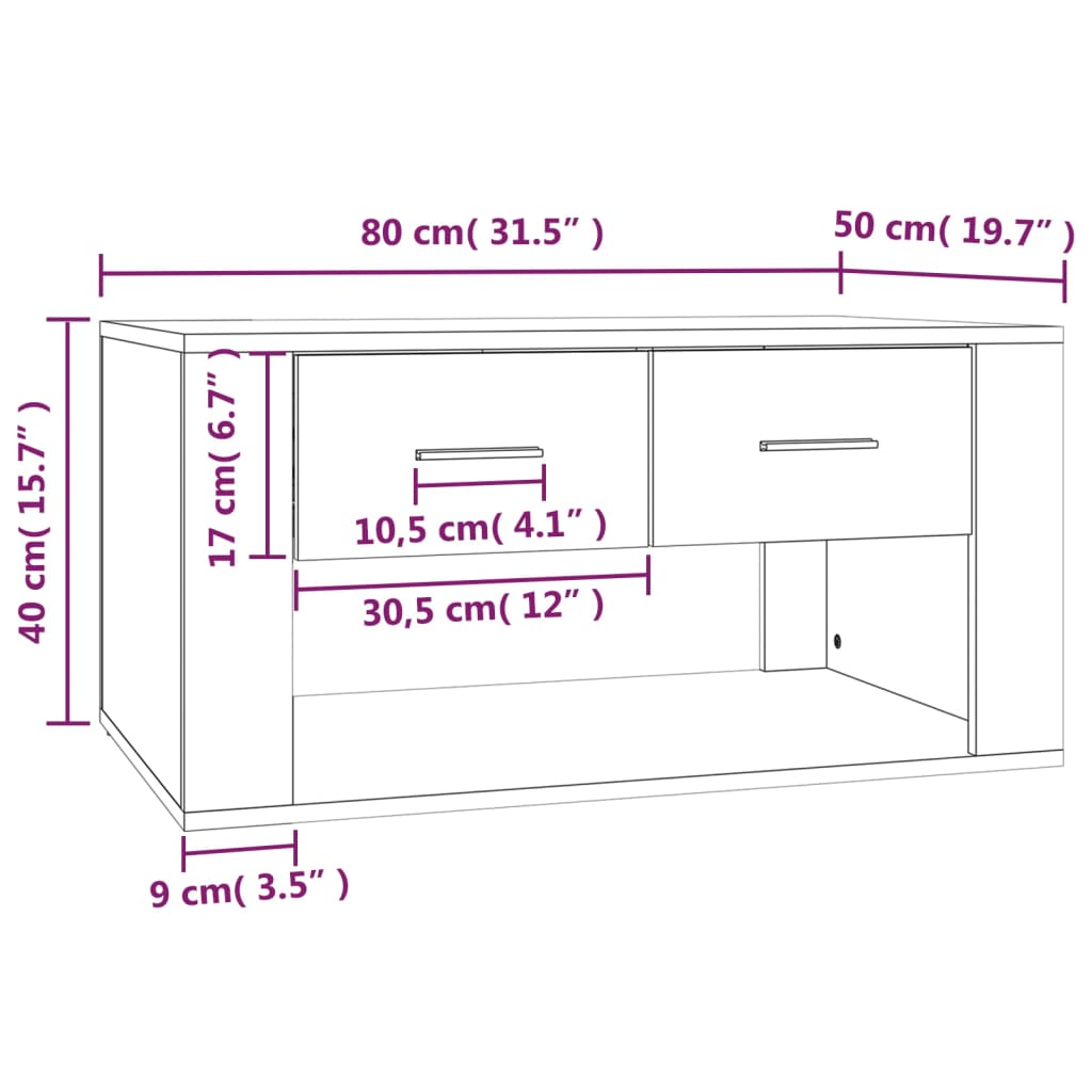 vidaXL Couchtisch Weiß 80x50x40 cm Holzwerkstoff