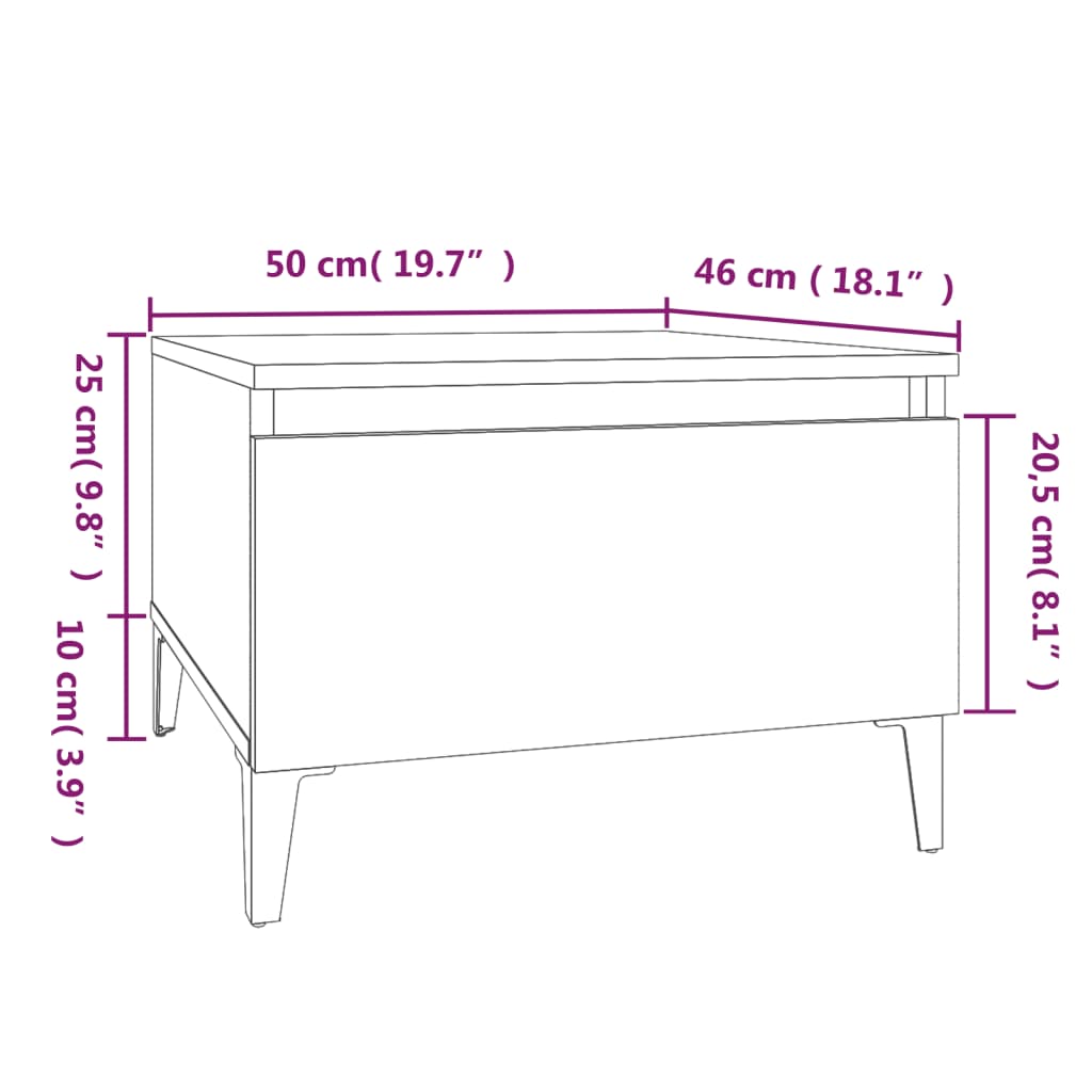 vidaXL Table d'appoint Blanc 50x46x35 cm Bois d'ingénierie