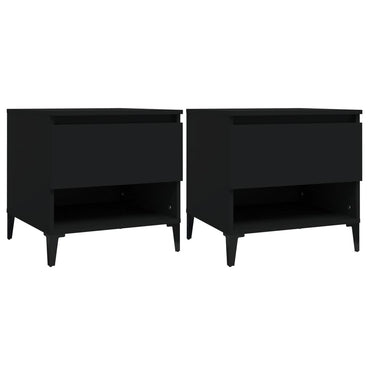 vidaXL Tables d'appoint 2 pcs Noir 50x46x50 cm Bois d'ingénierie