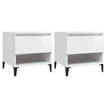 vidaXL Tables d'appoint 2 pcs Blanc brillant 50x46x50 cm Bois d'ingénierie