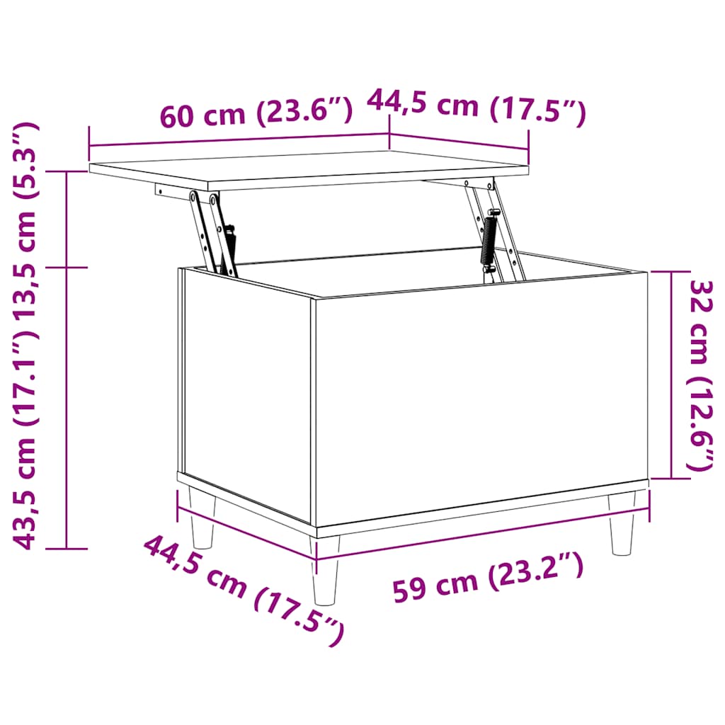 vidaXL Table basse gris béton 60x44,5x45 cm Aggloméré