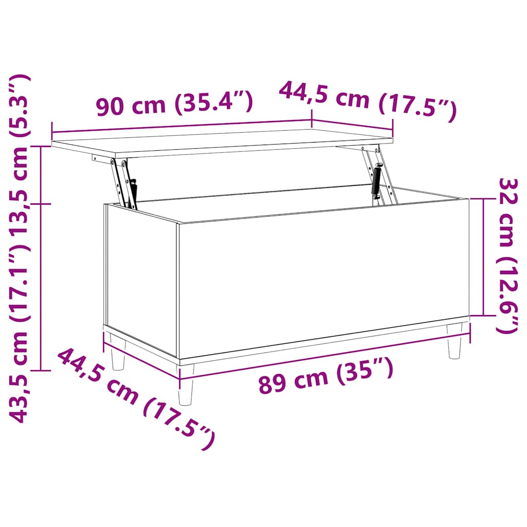 vidaXL Couchtisch Schwarz 90x44,5x45 cm Holzwerkstoff