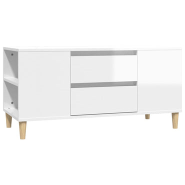vidaXL Meuble TV blanc brillant 102x44,5x50 cm Aggloméré