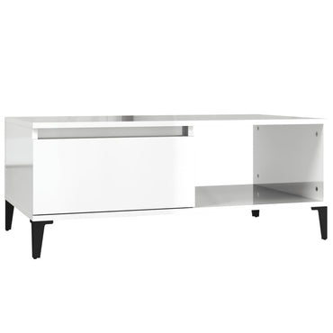 vidaXL Table basse blanc brillant 90x50x36,5 cm Aggloméré