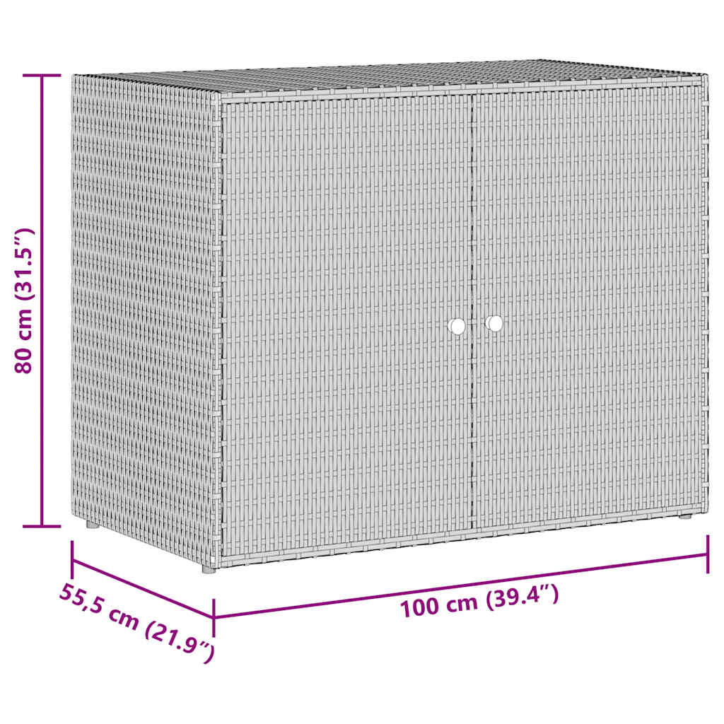 Gartenschrank Grau 100x55,5x80 cm Poly Rattan