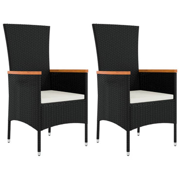 vidaXL Gartenstühle mit Kissen 2 Stk. Poly Rattan Schwarz