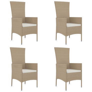 vidaXL Gartenstühle mit Kissen 4 Stk. Poly Rattan Beige