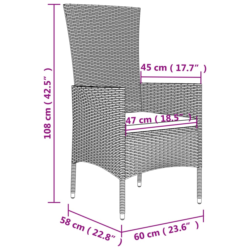 vidaXL Gartenstühle mit Kissen 4 Stk. Poly Rattan Beige