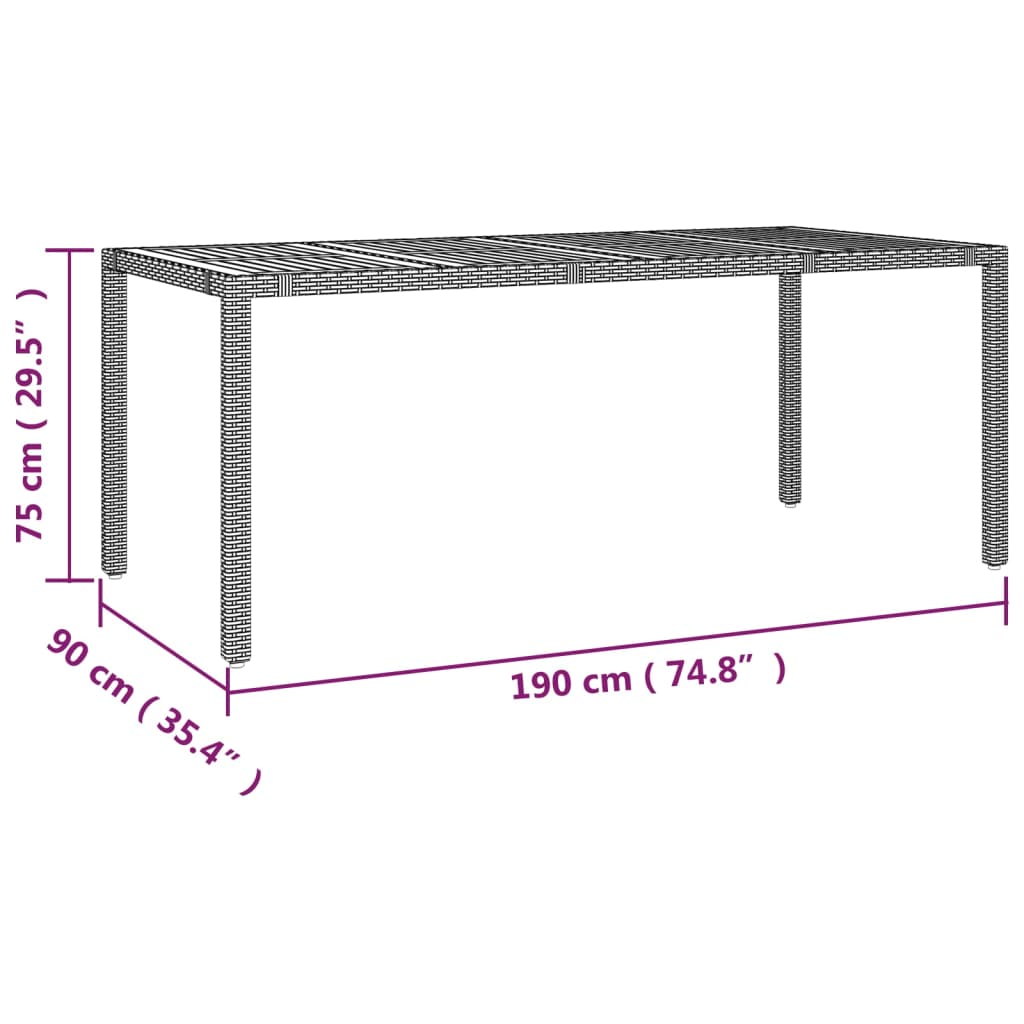 vidaXL Gartentisch mit Holzplatte Grau Poly Rattan & Massivholz Akazie