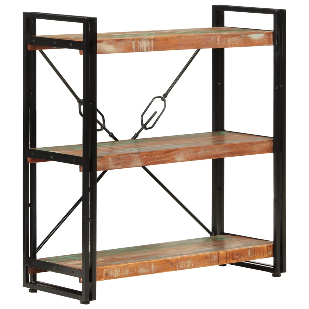 vidaXL Bücherregal 3 Fächer 77x30x80cm Recyceltes Massivholz und Eisen