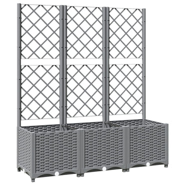 vidaXL Jardinière avec treillis Gris clair 120x40x136 cm PP