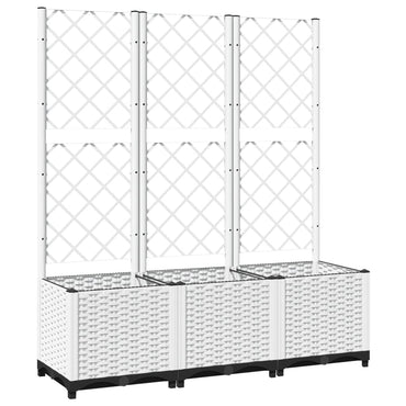 vidaXL Jardinière avec treillis blanc 120x40x136 cm PP
