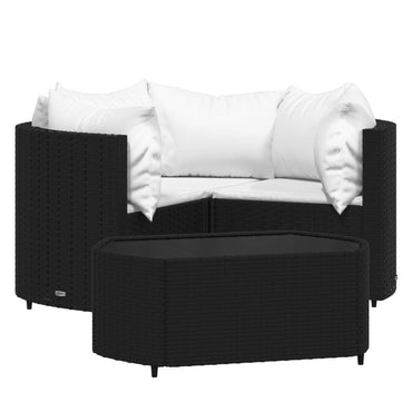 vidaXL Salon de jardin 4 pcs avec coussins Noir Résine tressée