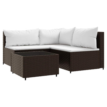 vidaXL Salon de jardin 4 pcs avec coussins marron résine tressée