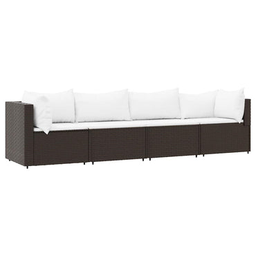 vidaXL Salon de jardin 4 pcs avec coussins marron résine tressée