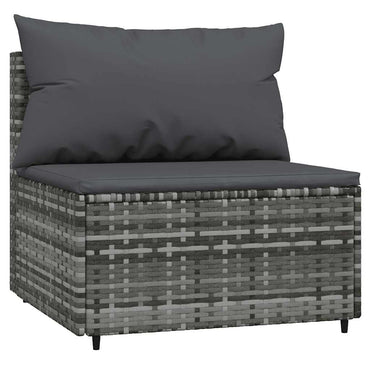 vidaXL Canapé central de jardin avec coussins gris en résine tressée