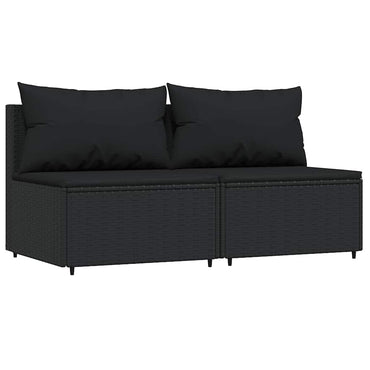 vidaXL Canapés centraux de jardin avec coussins 2 pcs Noir Résine tressée
