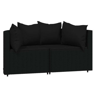 vidaXL Canapés d'angle de jardin avec coussins 2 pcs Noir Résine tressée