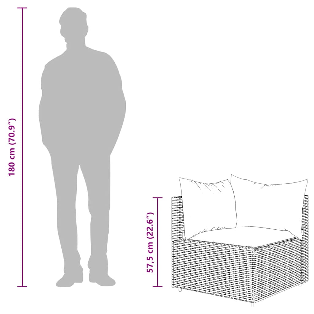 3-tlg. Garten-Lounge-Set mit Kissen Braun Poly Rattan