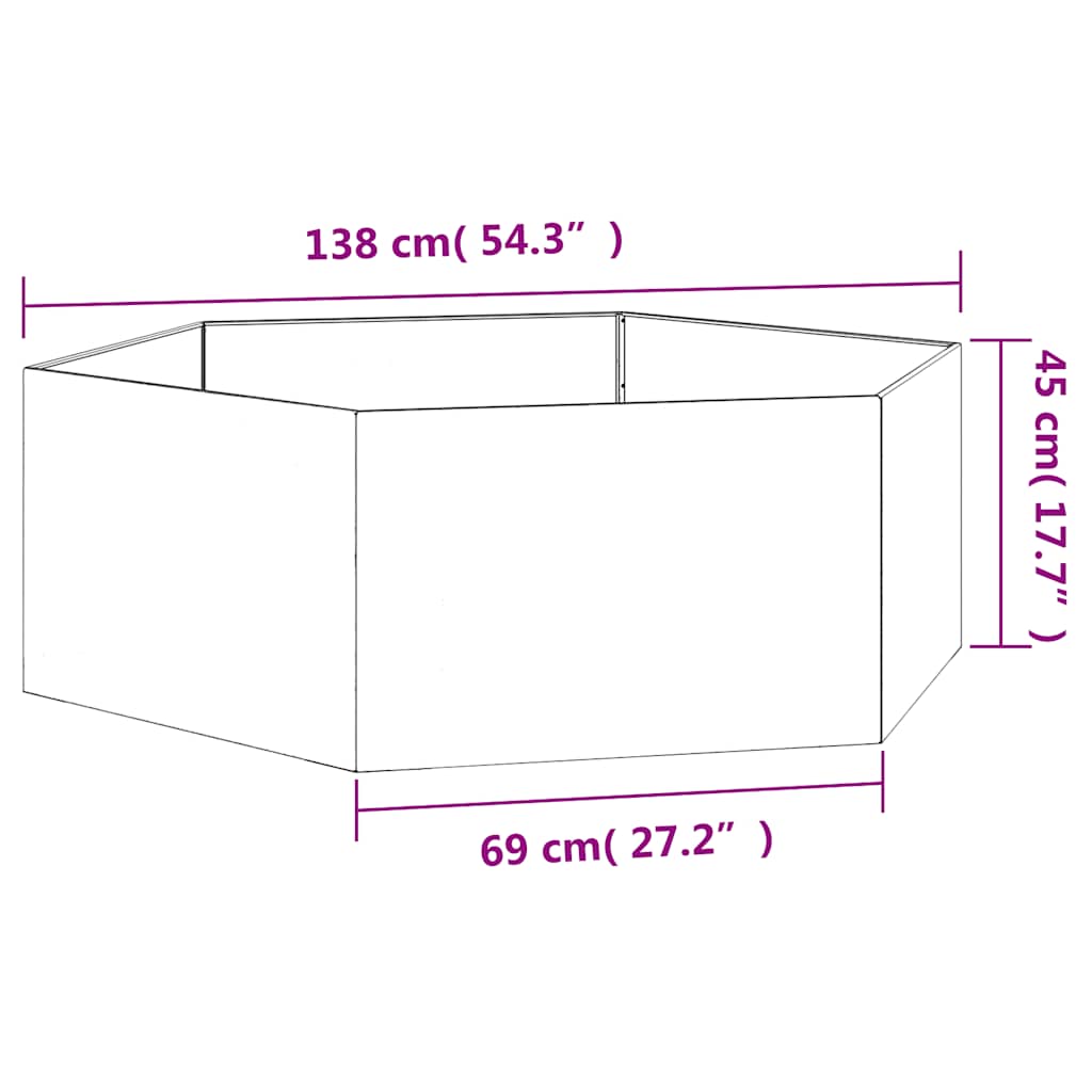 vidaXL Jardinière Rouillé 138x120x45 cm Acier Corten