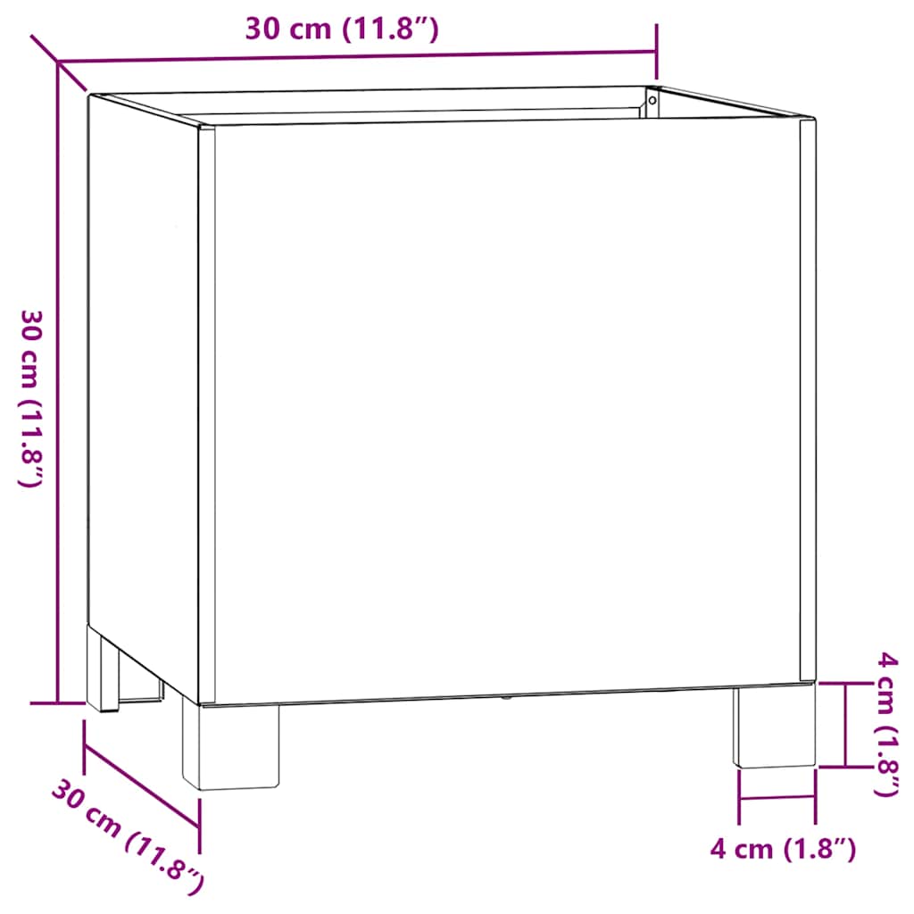 vidaXL Jardinière sur pieds Rouille 30x30x30 cm Acier Corten