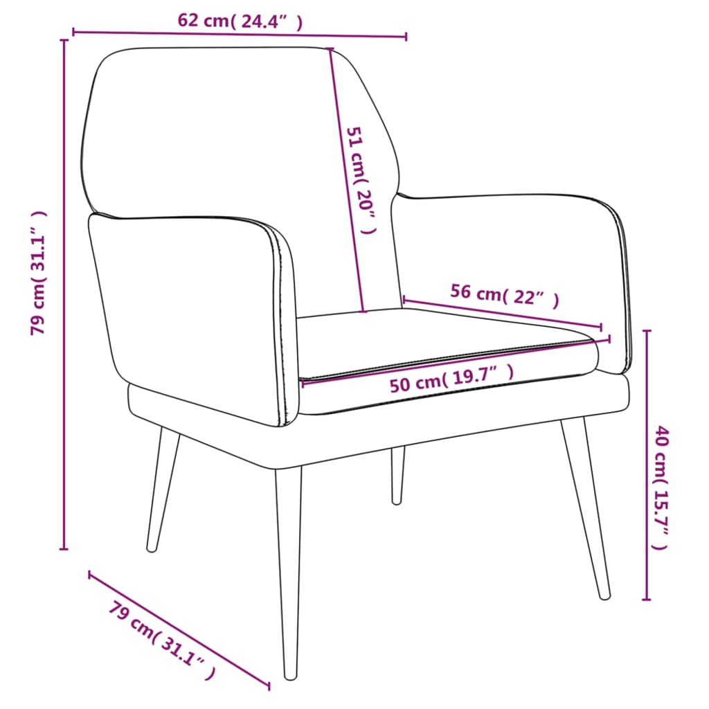 vidaXL Fauteuil rose 62x79x79 cm Velours