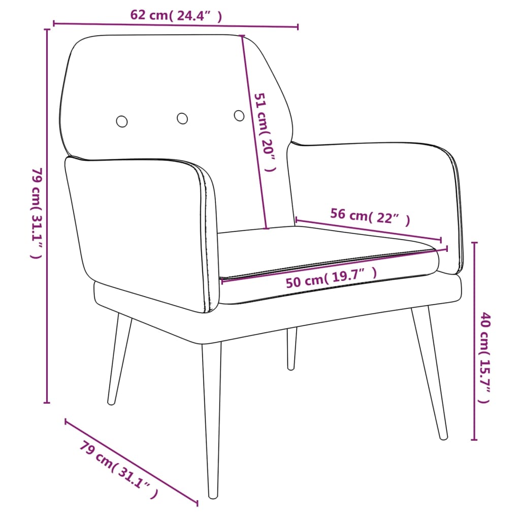 vidaXL Fauteuil Gris Clair 62x79x79 cm Velours