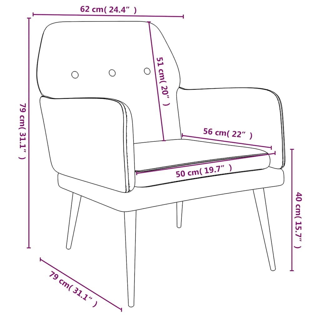 vidaXL Fauteuil crème 62x79x79 cm Velours
