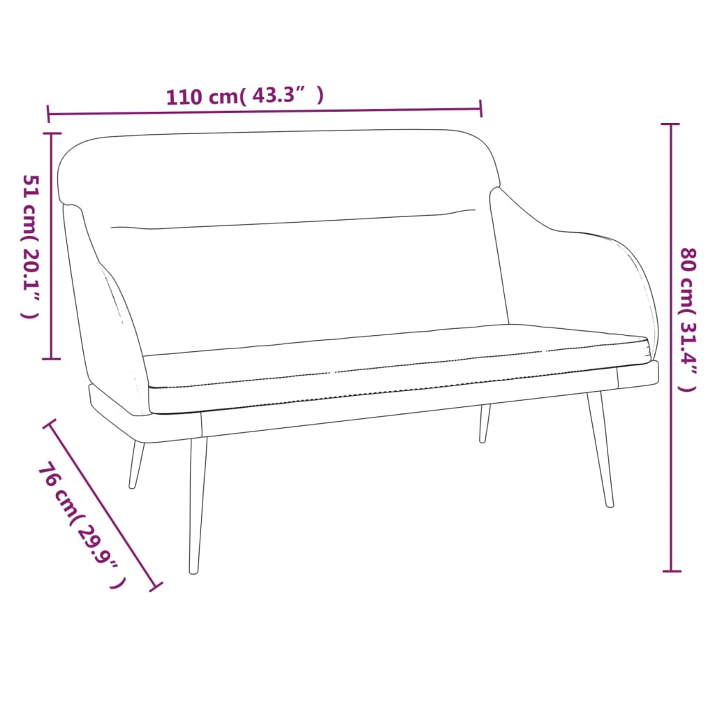 vidaXL Sitzbank Hellgrau 110x76x80 cm Samt