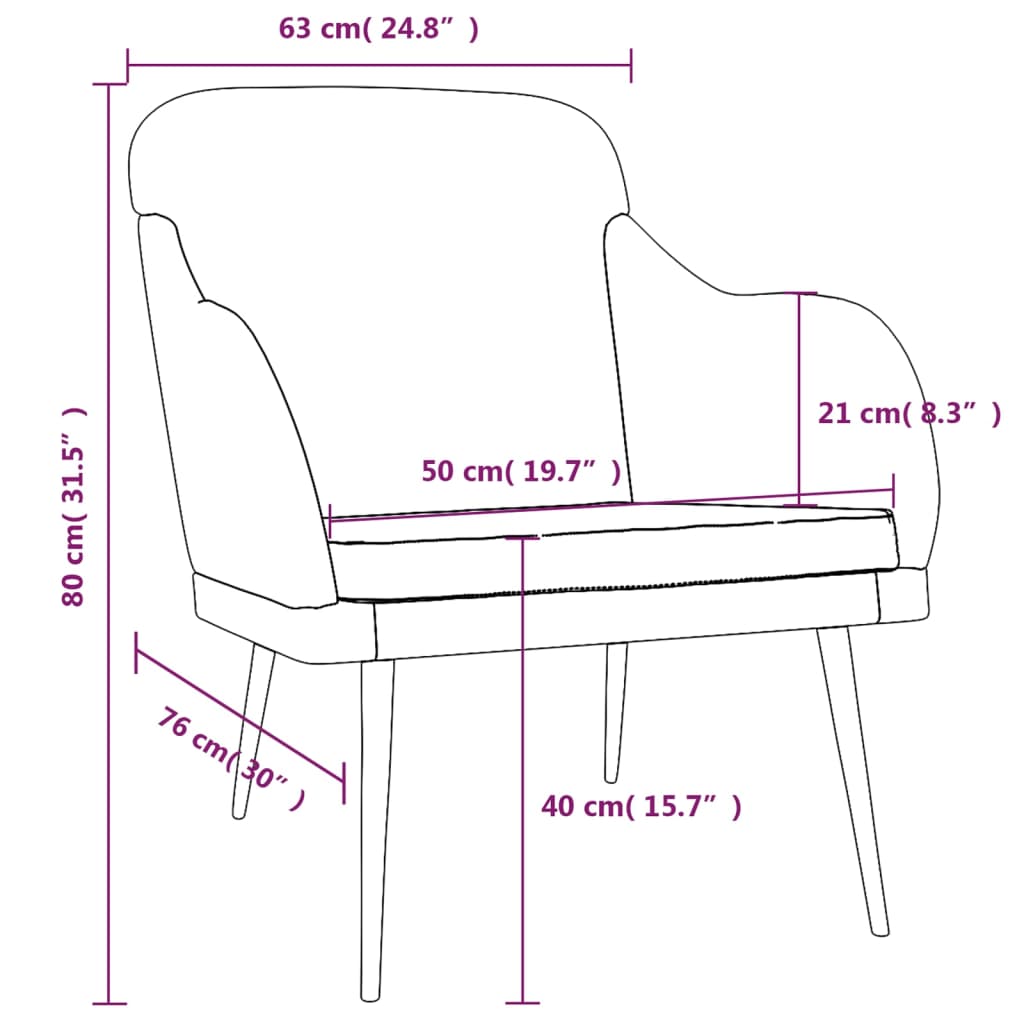 vidaXL Fauteuil rose 63x76x80 cm Velours