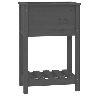 vidaXL Jardinière avec étagère Gris 54x34,5x81 cm Bois de pin massif