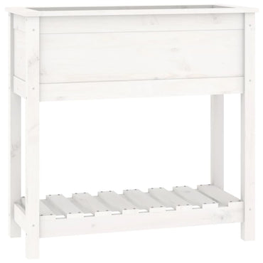 vidaXL Jardinière avec étagère Blanc 82,5x34,5x81 cm Bois de pin massif